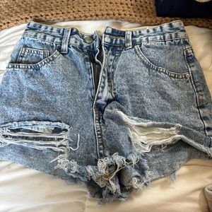 SHEIN Blue Distressed Jean Shorts